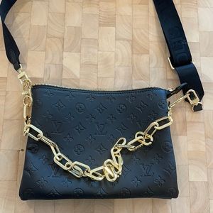 Designer Inspired Black Faux Leather Bag